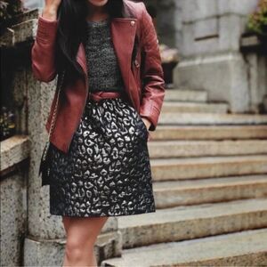 NWT Kenneth Cole New York The Verona Jacquard Leopard Skirt Size 8P